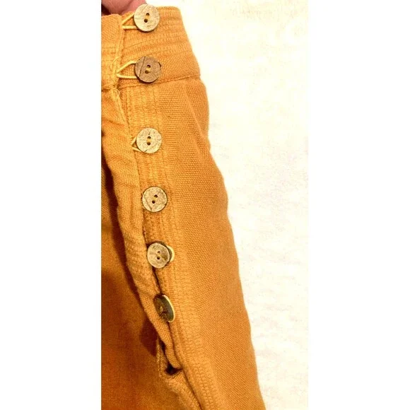 Free People Small 28X 23 Womens Mustart Pants Capris Side Buttons Wide Leg - Picture 4 of 8